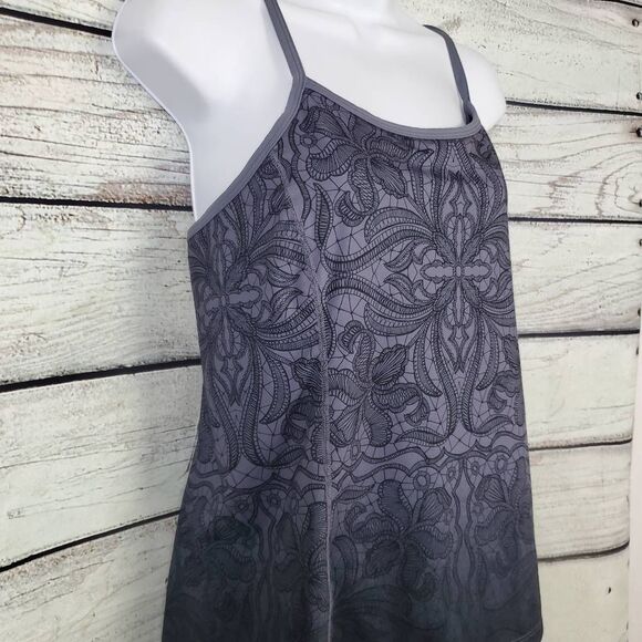 Athleta Grey Floral Print Strappy Athletic Tank Top Women’s Medium - Picture 2 of 7